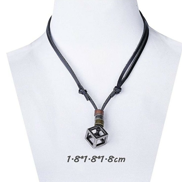 Other - Unisex Black Leather&Stainless Steel Necklace